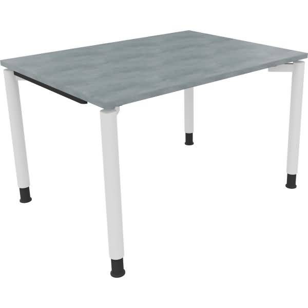 Schreibtisch Vierfuß Rundrohr B1200xT900xH680-820 weiß/Beton hell
