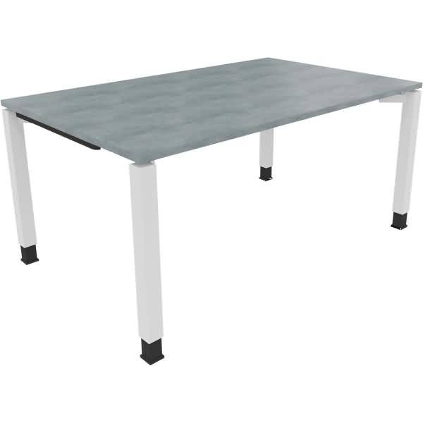 Schreibtisch Vierfuß Quadratrohr B1600xT1000xH680-820 weiß/Beton hell