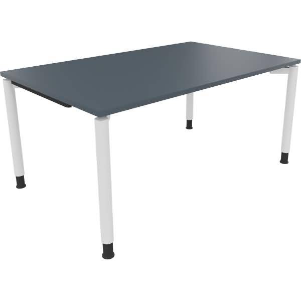 Schreibtisch Vierfuß Rundrohr B1600xT1000xH680-820 weiß/Lavagrau
