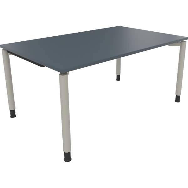 Schreibtisch Vierfuß Rundrohr B1600xT1000xH680-820 silber/Lavagrau