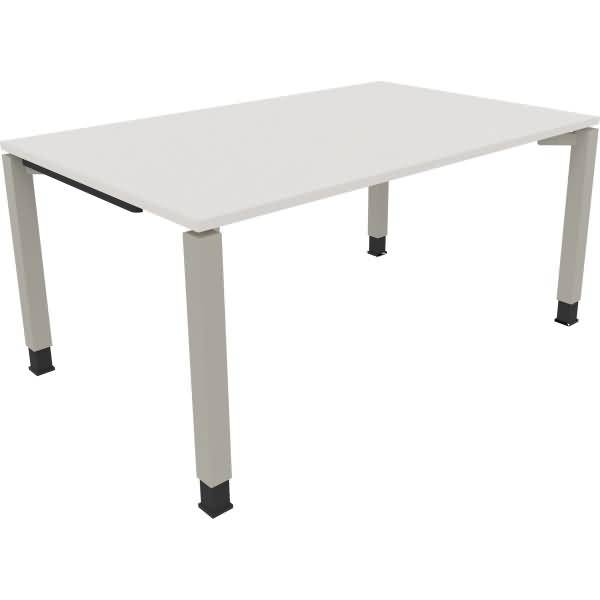 Schreibtisch Vierfuß Quadratrohr B1600xT1000xH680-820 silber/weiß