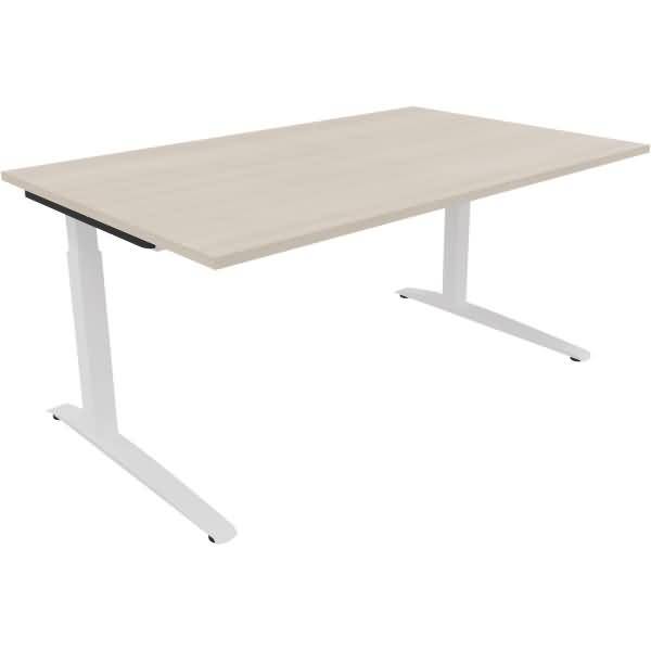 Schreibtisch Kufe Quadrat B1600xT1000xH650-850 weiß/Akazie hell