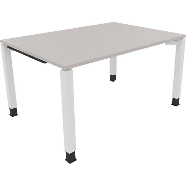 Schreibtisch Vierfuß Quadratrohr B1400xT1000xH680-820 weiß/Lichtgrau