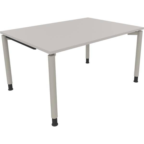 Schreibtisch Vierfuß Rundrohr B1400xT1000xH680-820 silber/Lichtgrau
