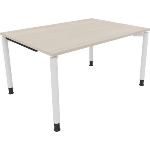 Schreibtisch Vierfuß Rundrohr B1400xT1000xH680-820 weiß/Akazie hell