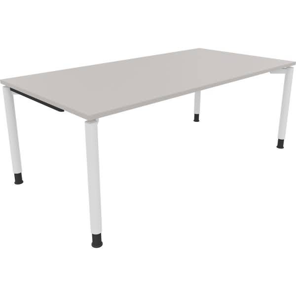 Schreibtisch Vierfuß Rundrohr B2000xT1000xH680-820 weiß/Lichtgrau