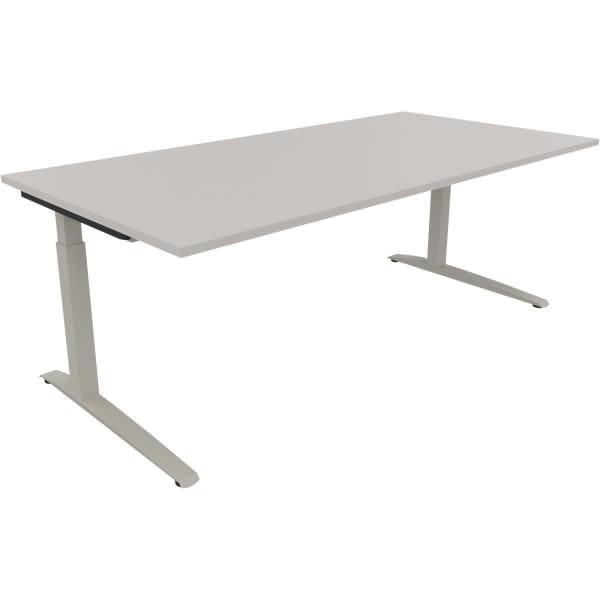 Schreibtisch Kufe Quadrat B2000xT1000xH650-850 silber/Lichtgrau