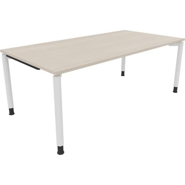 Schreibtisch Vierfuß Rundrohr B2000xT1000xH680-820 weiß/Akazie hell