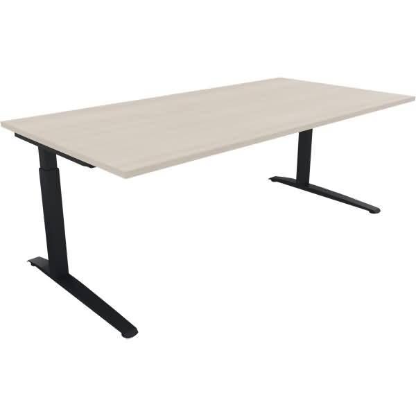 Schreibtisch Kufe Quadrat B2000xT1000xH650-850 anthrazit/Akazie hell