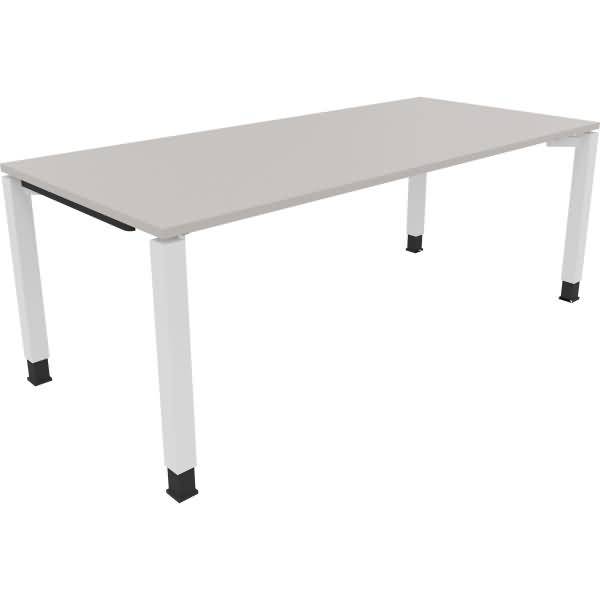 Schreibtisch Vierfuß Quadratrohr B2000xT900xH680-820 weiß/Lichtgrau