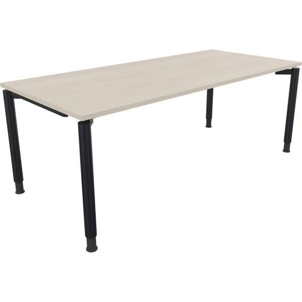Schreibtisch Vierfuß Rundrohr B2000xT900xH680-820 anthrazit/Akazie hell