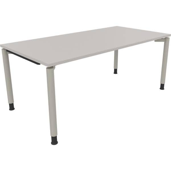 Schreibtisch Vierfuß Rundrohr B1800xT900xH680-820 silber/Lichtgrau