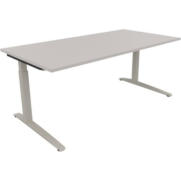 Schreibtisch Kufe Quadrat B1800xT900xH650-850 silber/Lichtgrau