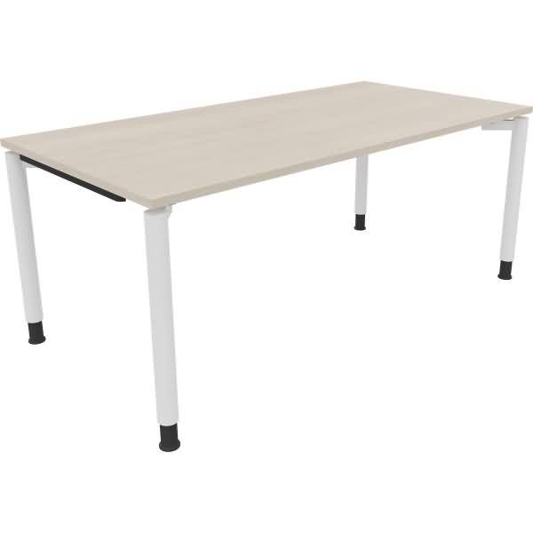 Schreibtisch Vierfuß Rundrohr B1800xT900xH680-820 weiß/Akazie hell