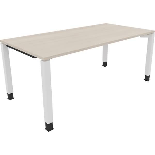 Schreibtisch Vierfuß Quadratrohr B1800xT900xH680-820 weiß/Akazie hell