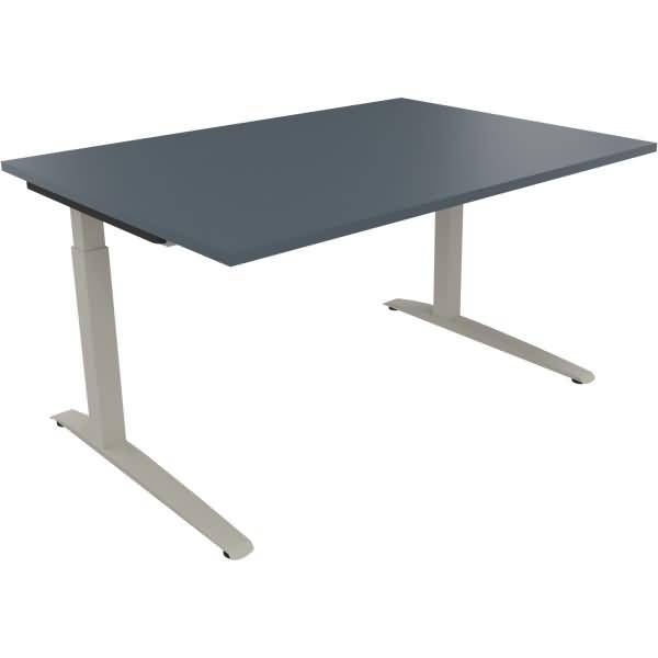 Schreibtisch Kufe Quadrat B1400xT1000xH650-850 silber/Lavagrau