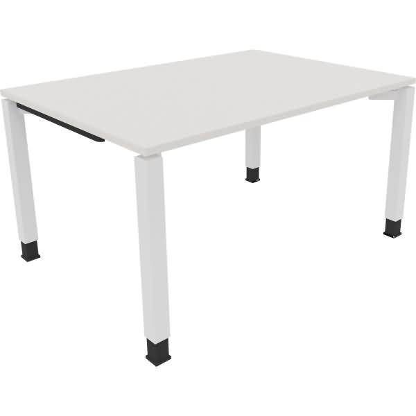 Schreibtisch Vierfuß Quadratrohr B1400xT1000xH680-820 weiß/Weiß
