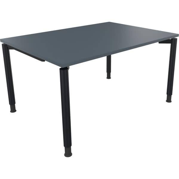 Schreibtisch Vierfuß Rundrohr B1400xT1000xH680-820 anthrazit/Lavagrau