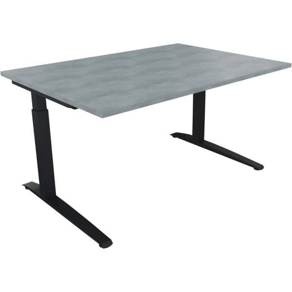 Schreibtisch Kufe Quadrat B1400xT1000xH650-850 anthrazit/Beton hell