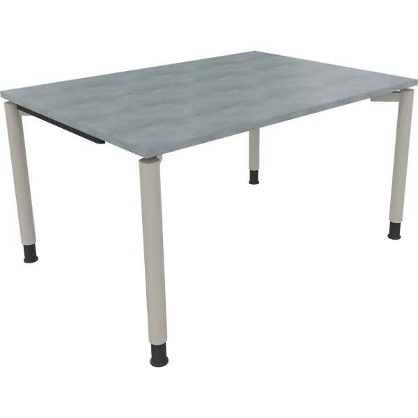 Schreibtisch Vierfuß Rundrohr B1400xT1000xH680-820 silber/Beton hell