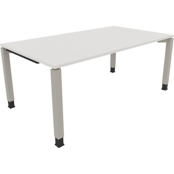 Schreibtisch Vierfuß Quadratrohr B1400xT1000xH680-820 silber/weiß