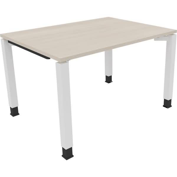 Schreibtisch Vierfuß Quadratrohr B1200xT900xH680-820 weiß/Akazie hell