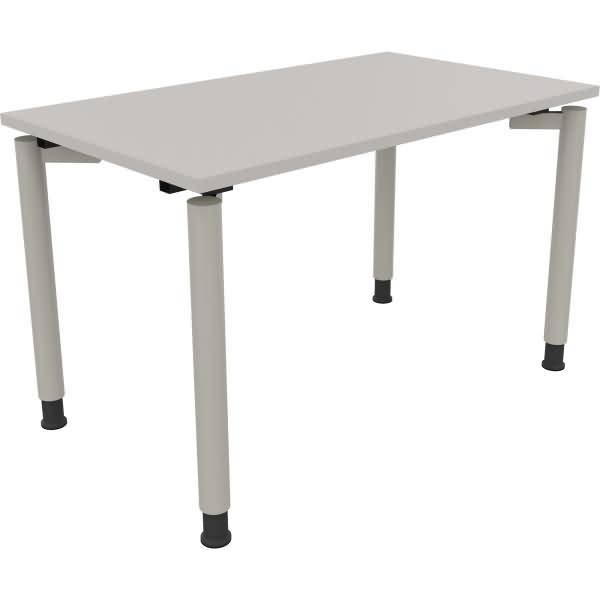 Schreibtisch Vierfuß Rundrohr B1200xT700xH680-820 silber/Lichtgrau