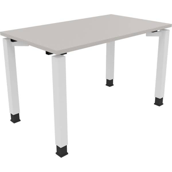 Schreibtisch Vierfuß Quadratrohr B1200xT700xH680-820 weiß/Lichtgrau
