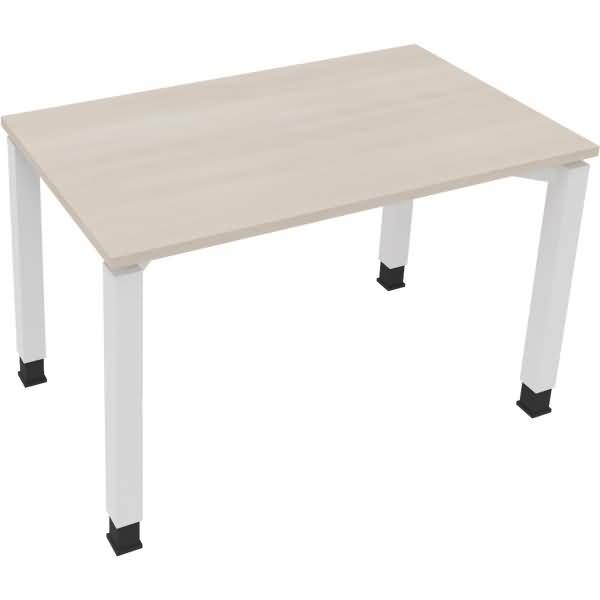 Schreibtisch Vierfuß Quadratrohr B1200xT700xH680-820 weiß/Akazie hell
