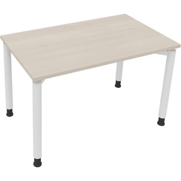 Schreibtisch Vierfuß Rundrohr B1200xT700xH680-820 weiß/Akazie hell