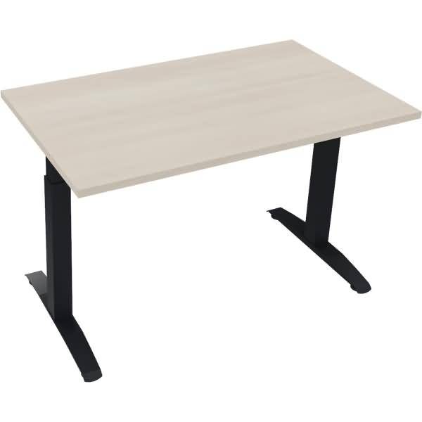 Schreibtisch Kufe Quadrat B1200xT700xH650-850 anthrazit/Akazie hell