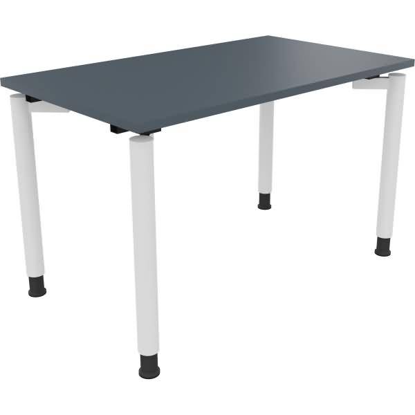 Schreibtisch Vierfuß Rundrohr B1200xT700xH680-820 weiß/Lavagrau