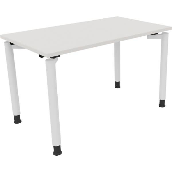 Schreibtisch Vierfuß Rundrohr B1200xT700xH680-820 weiß/Weiß