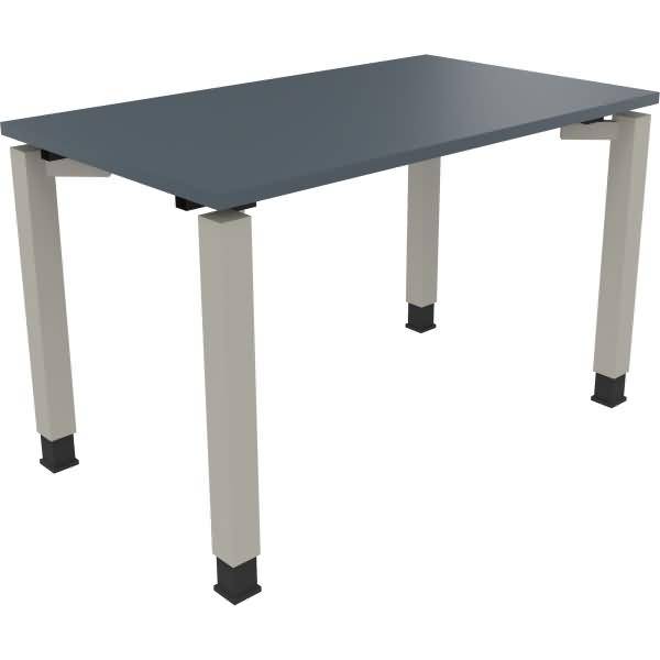 Schreibtisch Vierfuß Quadratrohr B1200xT700xH680-820 silber/Lavagrau