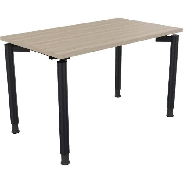 Schreibtisch Vierfuß Rundrohr B1200xT700xH680-820 anthrazit/Eiche Natur