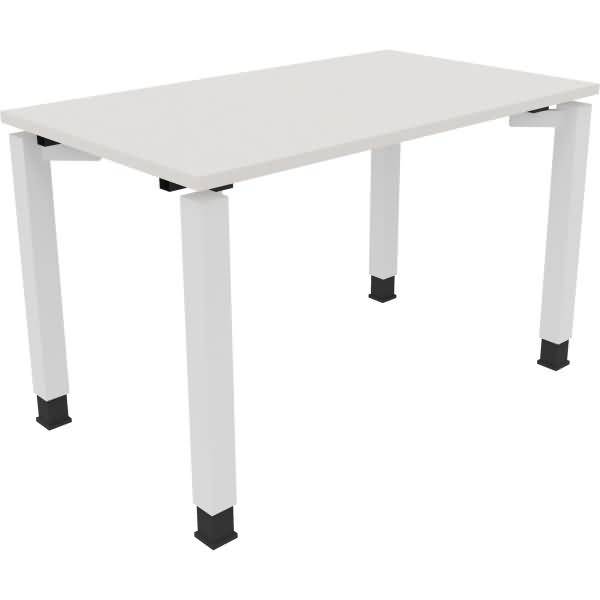 Schreibtisch Vierfuß Quadratrohr B1200xT700xH680-820 weiß/Weiß