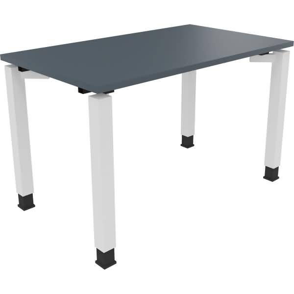 Schreibtisch Vierfuß Quadratrohr B1200xT700xH680-820 weiß/Lavagrau