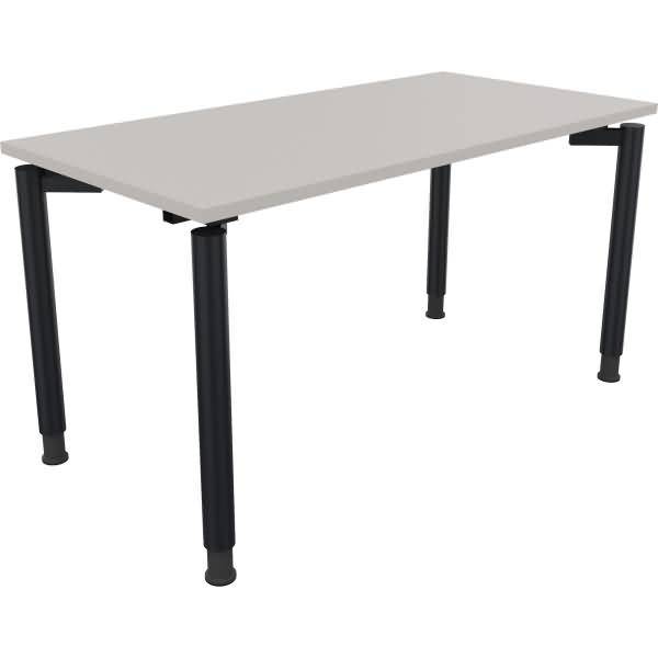 Schreibtisch Vierfuß Rundrohr B1400xT700xH680-820 anthrazit/Lichtgrau