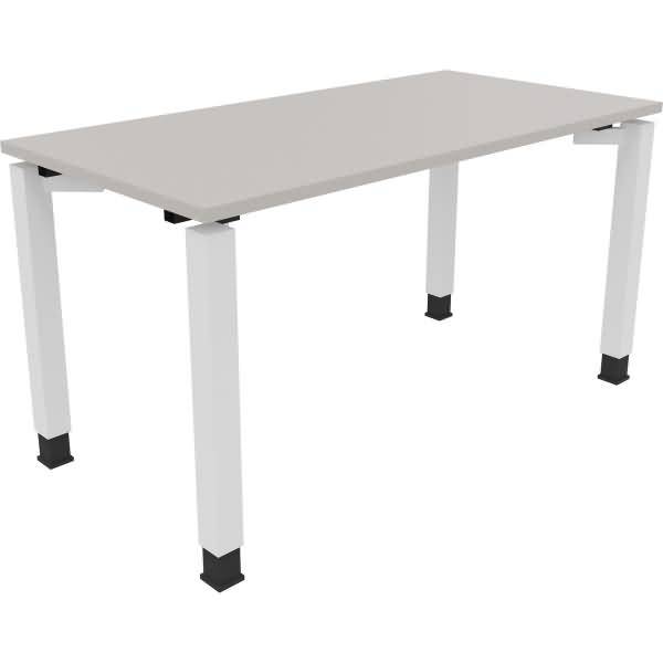Schreibtisch Vierfuß Quadratrohr B1400xT700xH680-820 weiß/Lichtgrau