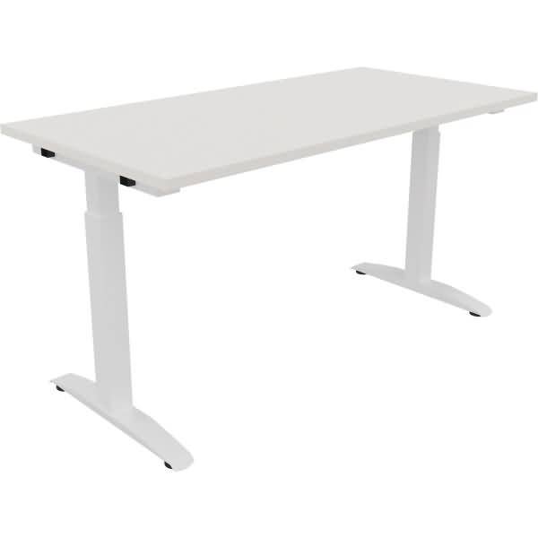 Schreibtisch Kufe Quadrat B1400xT700xH650-850 weiß/Weiß