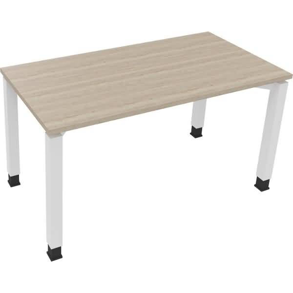 Schreibtisch Vierfuß Quadratrohr B1400xT700xH680-820 weiß/Eiche Natur