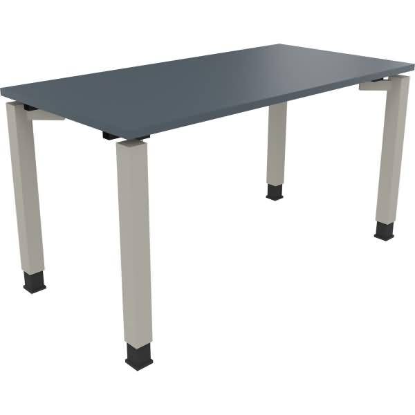 Schreibtisch Vierfuß Quadratrohr B1400xT700xH680-820 silber/Lavagrau