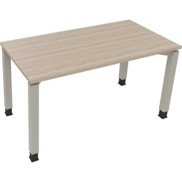 Schreibtisch Vierfuß Quadratrohr B1400xT700xH680-820 silber/Eiche Natur