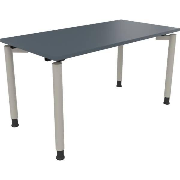 Schreibtisch Vierfuß Rundrohr B1400xT700xH680-820 silber/Lavagrau