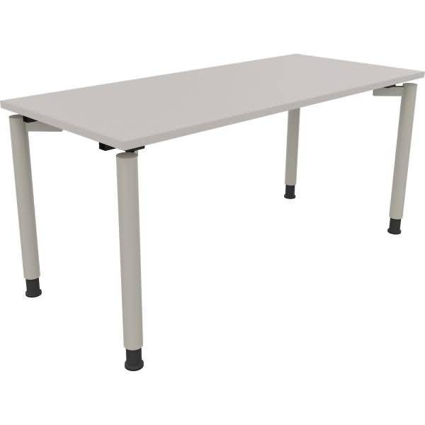 Schreibtisch Vierfuß Rundrohr B1600xT700xH680-820 silber/Lichtgrau
