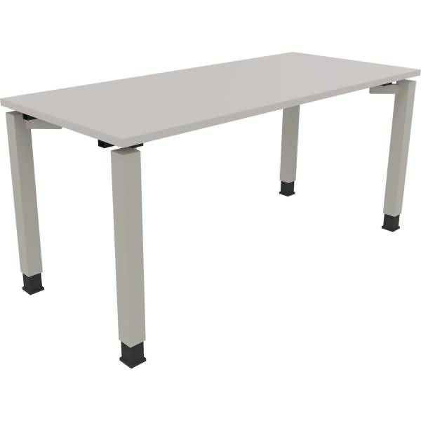 Schreibtisch Vierfuß Quadratrohr B1600xT700xH680-820 silber/Lichtgrau
