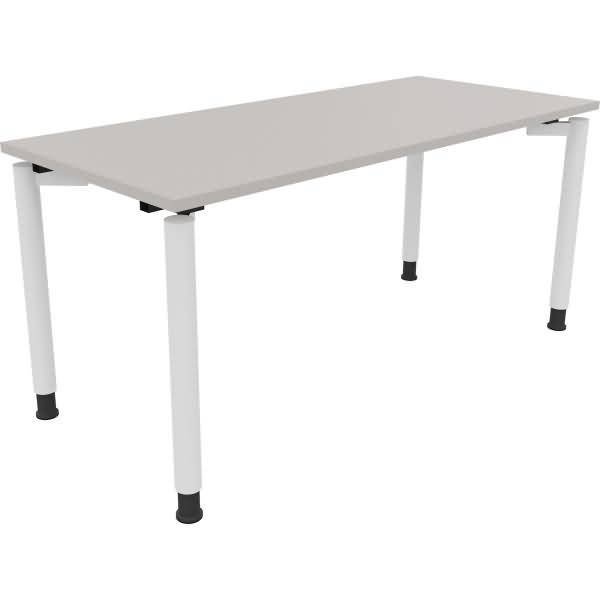 Schreibtisch Vierfuß Rundrohr B1600xT700xH680-820 weiß/Lichtgrau