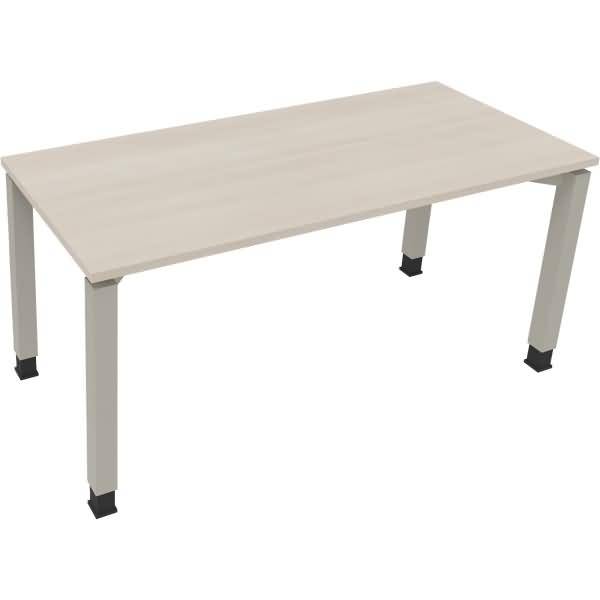 Schreibtisch Vierfuß Quadratrohr B1600xT700xH680-820 silber/Akazie hell