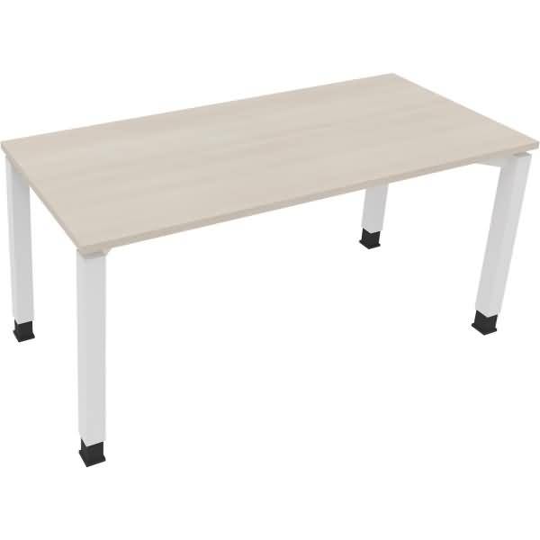 Schreibtisch Vierfuß Quadratrohr B1600xT700xH680-820 weiß/Akazie hell