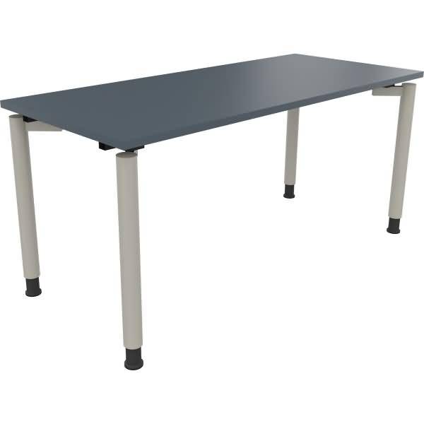 Schreibtisch Vierfuß Rundrohr B1600xT700xH680-820 silber/Lavagrau